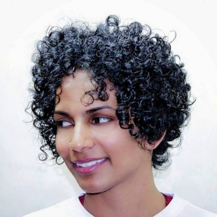 Curly Rounded Pixie with Face Framing Side Bangs Haircut