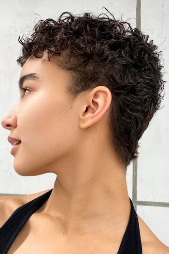Curly Pixie with Shaved Sides Haircut