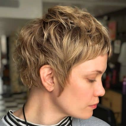 Textured Pixie Haircut, side view.