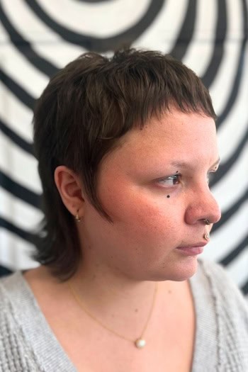 Pixie Mullet with Blunt Fringe Haircut