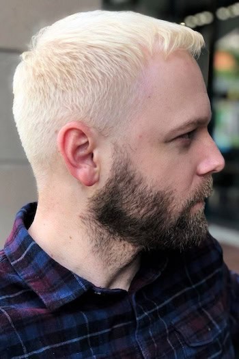Brushed Forward Crew Cut Men's Haircut, side view.