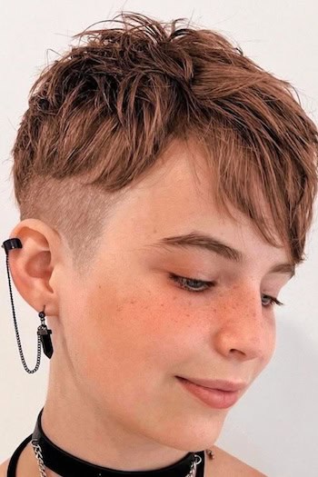 Shaved Undercut Pixie with Choppy Top Haircut