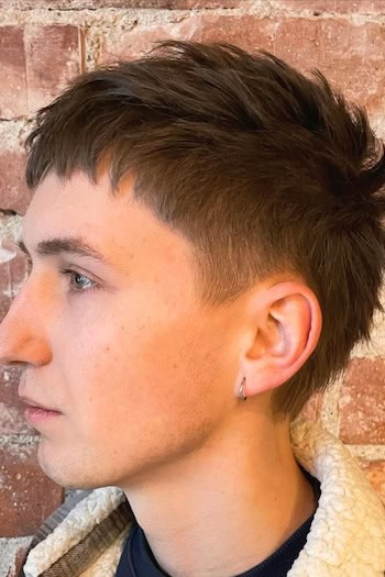 Textured French Crop Men's Haircut, side view.