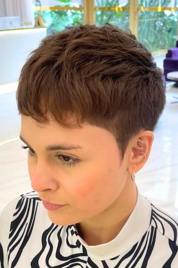 Textured Pixie with Fringe Haircut