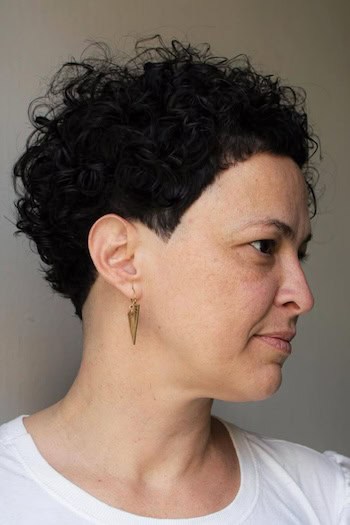 Curly Pixie with Shaped Hairline Haircut