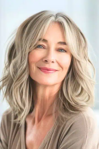 Tousled Lob with Natural Waves