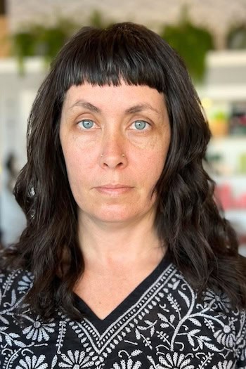 Brunette Shag With Micro Bangs Hairstyle
