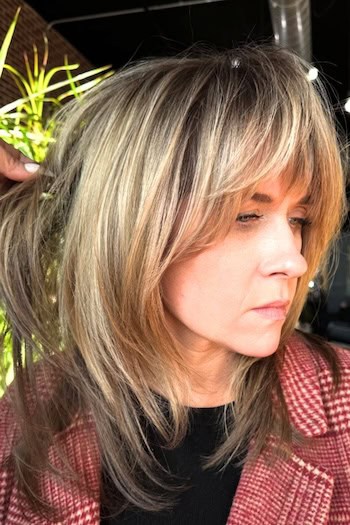 Medium Layered Straight Shag With Full Bangs Hairstyle