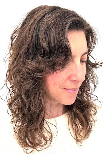 Textured Curls On Layered Medium-Length Hair Haircut