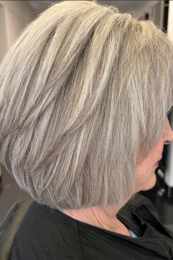 Layered Rounded Bob Hairstyle, side view.