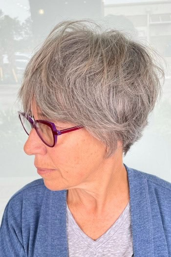 Low-Maintenance Layered Gray Pixie Haircut