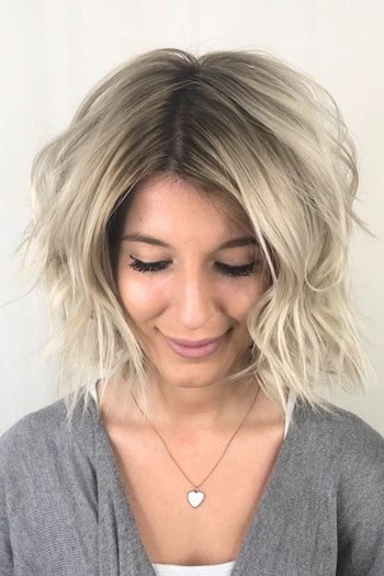Choppy Wavy Bob With Root Shadow Haircut