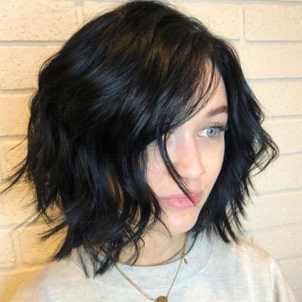 Choppy Wavy Bob With Side Bangs Haircut