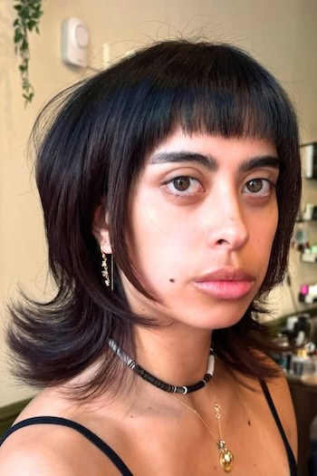 Medium-Length Layered Shag With Short Bangs Haircut