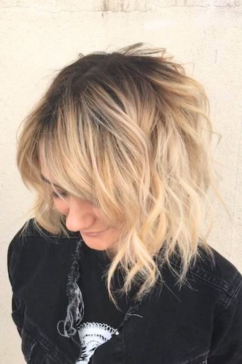 Tousled Medium-Length Waves With Choppy Layers Haircut