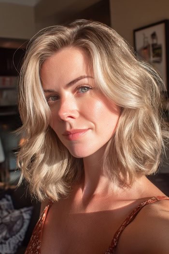 Tousled Wavy Lob Haircut