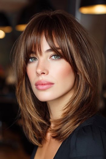 Layered Lob With Bangs Haircut