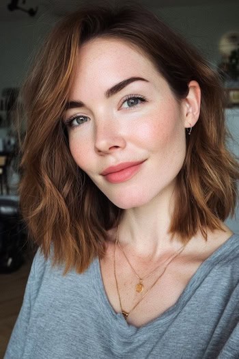 Textured Lob With Highlights Haircut