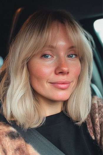 Lob With Curtain Bangs Haircut