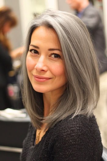 Gray Shoulder-Length Lob Haircut