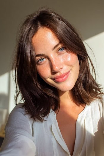 Piecey Brunette Lob Haircut