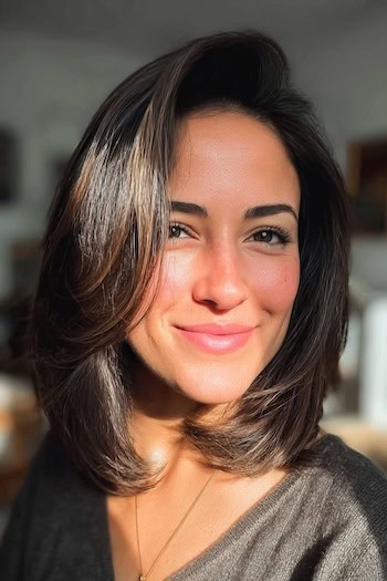 Side-Parted Lob With Volume Haircut