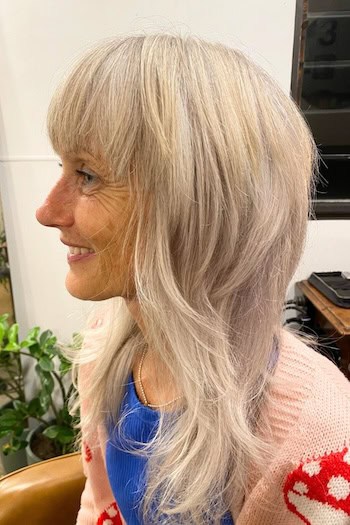 Long Silver Shag With Texture Hairstyle