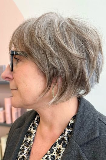 Short Tousled Shaggy Bob With Side Volume Hairstyle