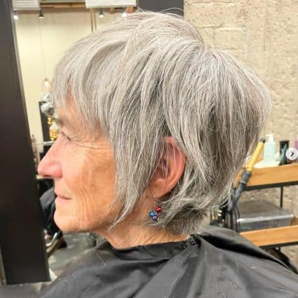 Textured Silver Pixie Shag Hairstyle