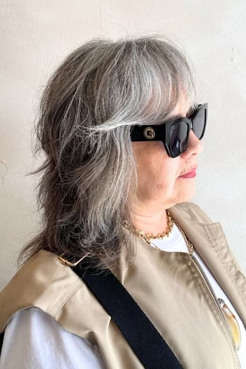 Medium Gray Shag With Tousled Layers Hairstyle