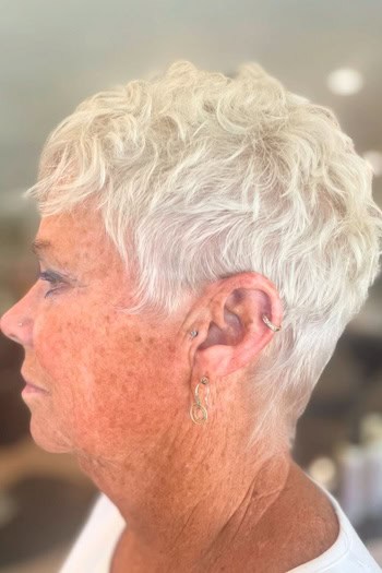 Short White Shaggy Pixie Hairstyle