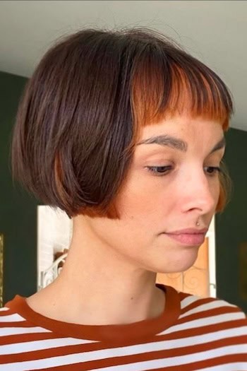 French Bob with Copper Bangs Hairstyle