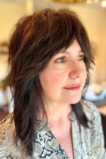 Textured Brown Medium Shag with Layers Haircut