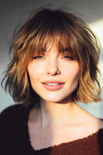 Piecey Layered Shag with Wispy Bangs