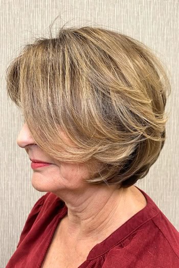 Layered Short Bob With Side Bangs Hairstyle