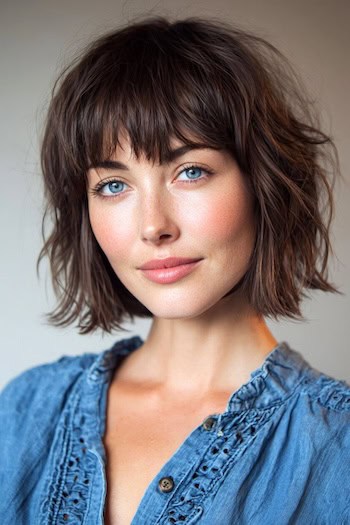 Shaggy Bob with Face-Framing Bangs