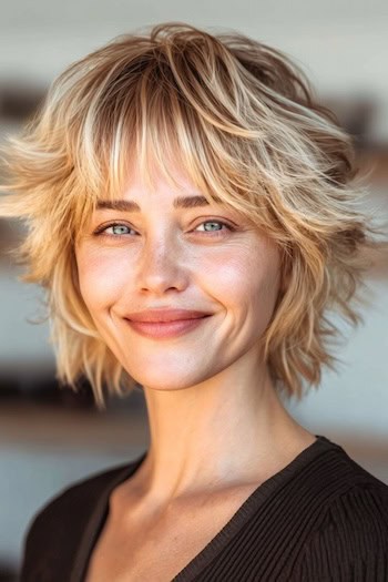Tousled Shag with Feathered Bangs