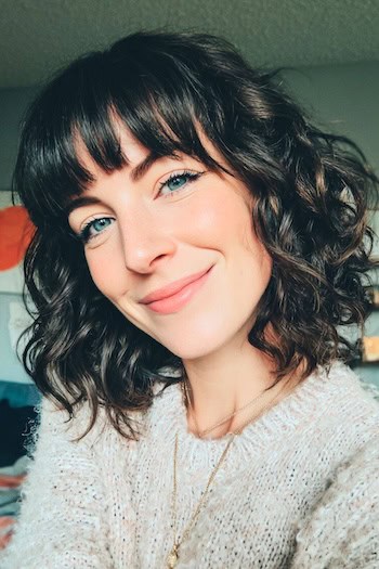 Curly Shaggy Bob with Choppy Bangs
