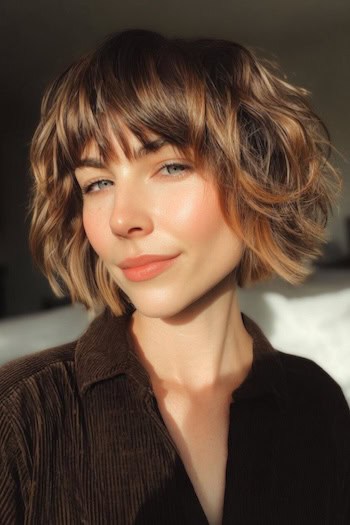 Blunt Choppy Bob with Bangs Haircut