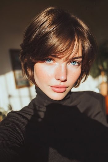 Cropped Layered Bob With Bangs Haircut