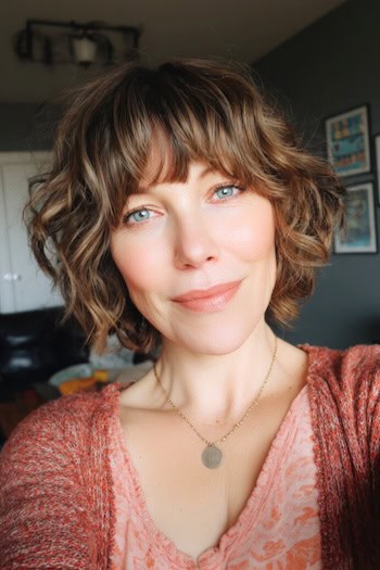 Curly Choppy Bob with Fringe Haircut