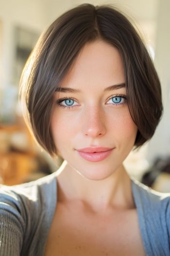 Jaw-Length Bob With Center Part Haircut
