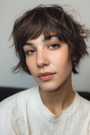 Choppy Pixie Bob with Bangs Haircut