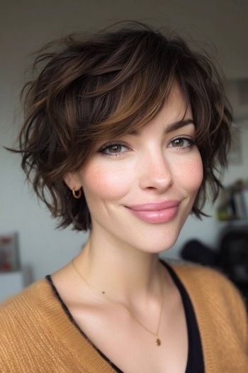Short Wavy Messy Layers with Choppy Texture Haircut