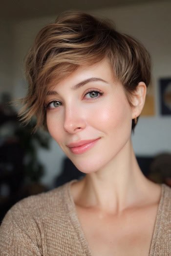 Choppy Pixie with Side-Swept Layers Haircut