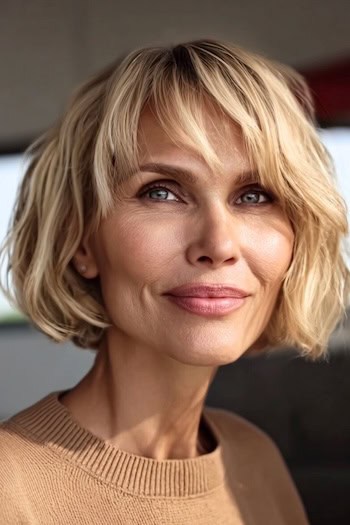 Tousled Bob With Piecey Fringe Haircut