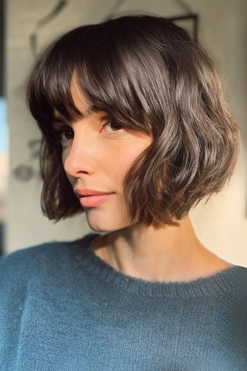 Wavy Bob With Soft Bangs Haircut