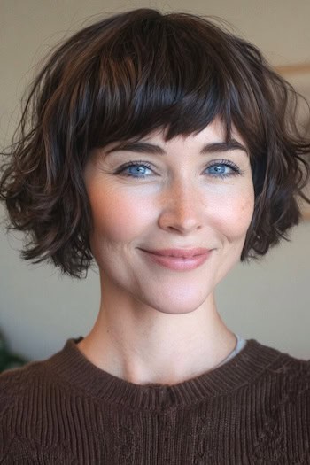 Textured Wavy Bob With Choppy Layers Haircut