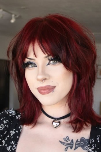 Layered Crimson Red Shag Haircut