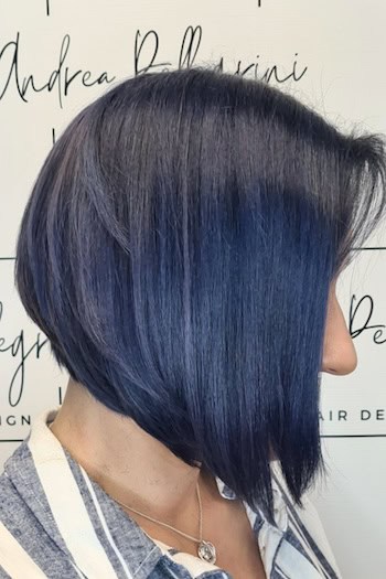 Short Angled Bob Hairstyle, side view.